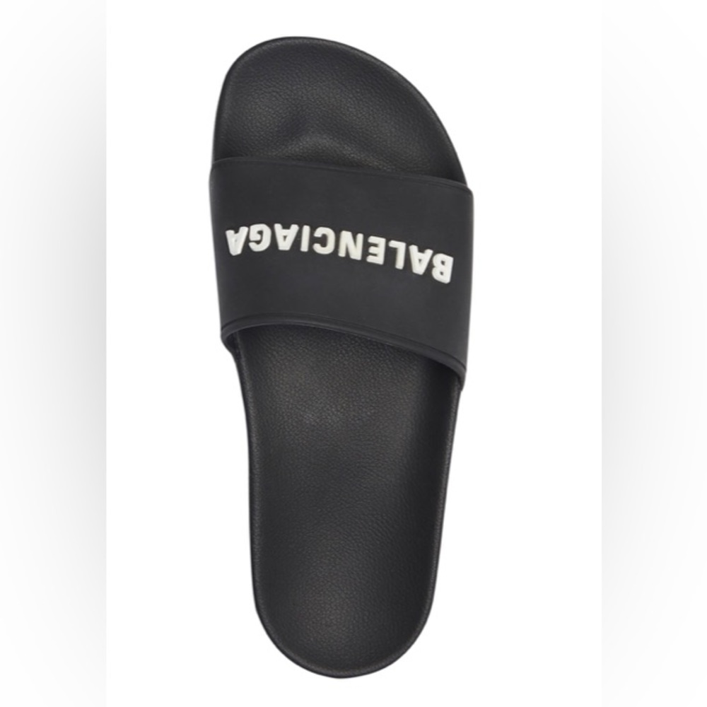 BALENCIAGA MEN'S POOL SLIDE SANDAL IN BLACK/WHITE NWT SZ47 US14